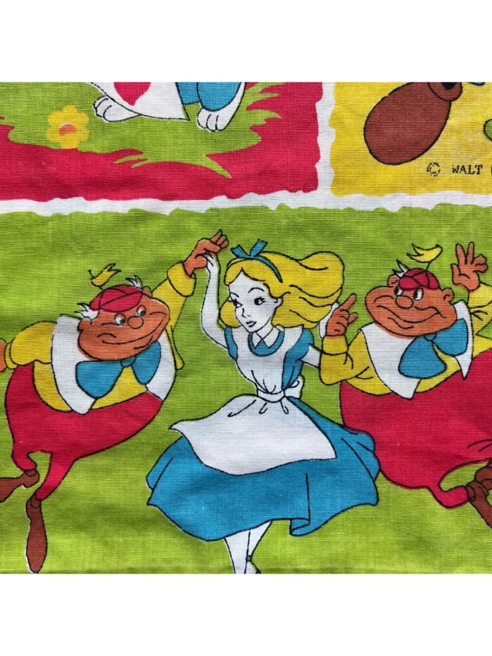 Vintage Disney Pillowcase featuring Alice, Robin Hood, Mickey, Donald, Bambi, Ch